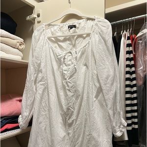 White linen dress with optional tie